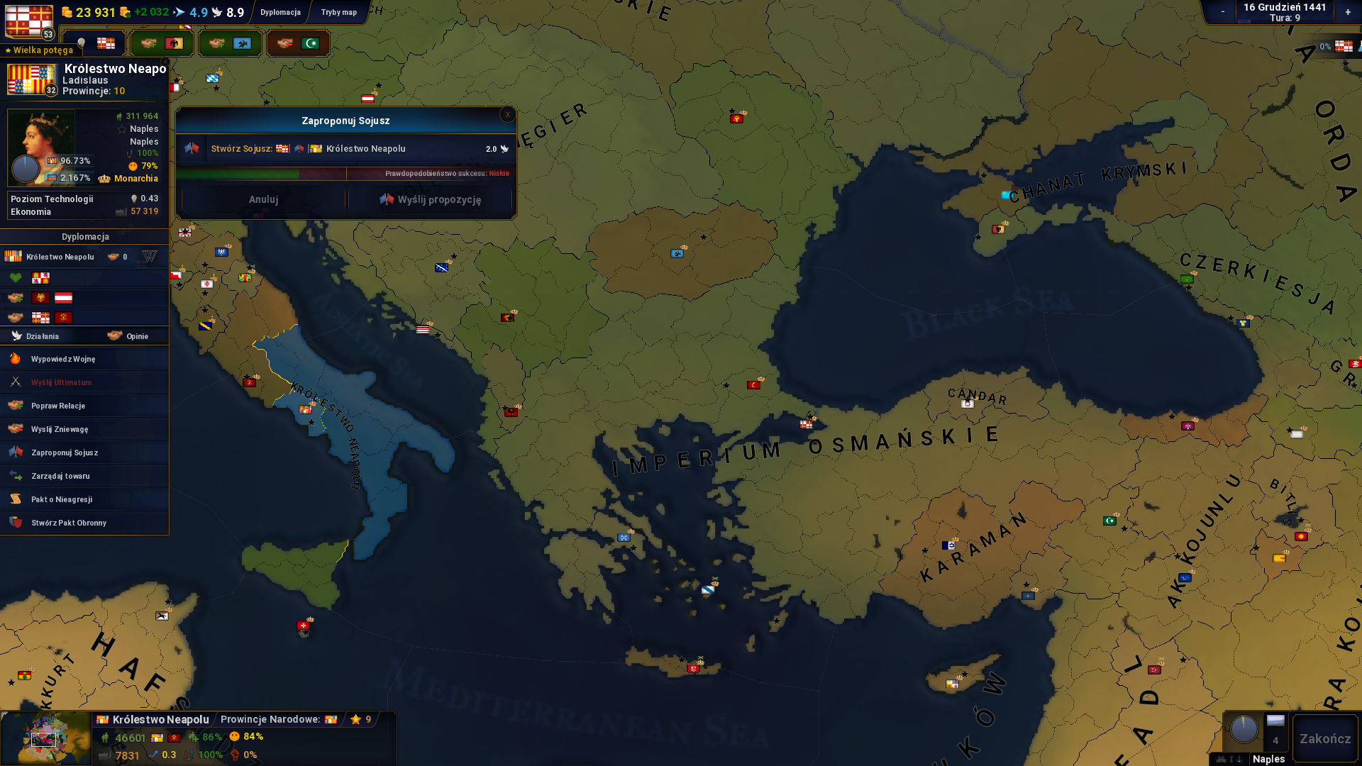 Mapa świata Age of History II — widok rozgrywki